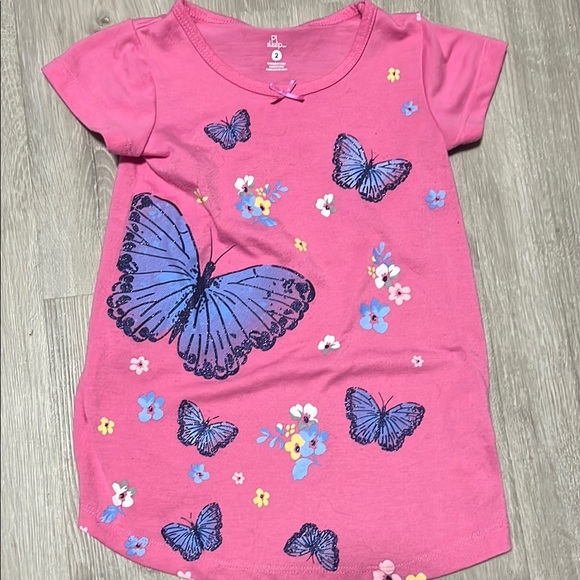 Pink Butterfly Graphic T-Shirt - Picture 1 of 1